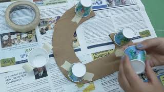 Making a Paper Mache Letter: Video 4-  taping cups and making it 3D