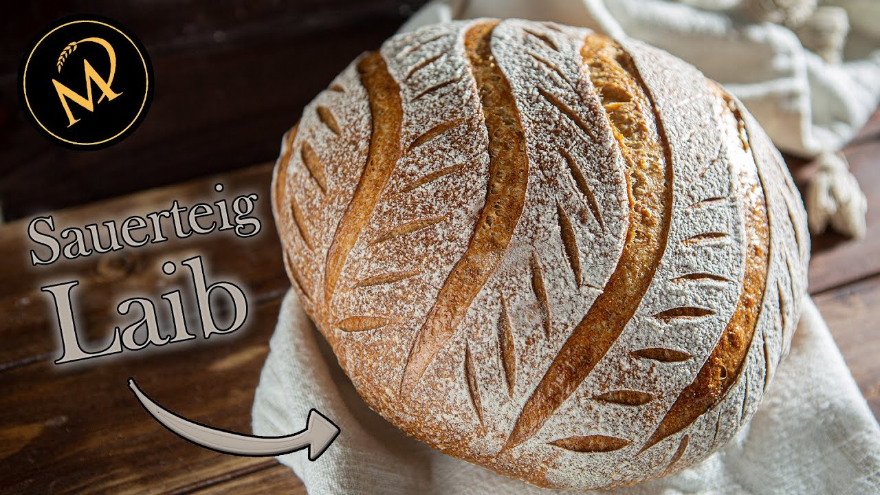 Sauerteig Laib mit 50:50 Vollkorn und Weizenmehl -  Sauerteig Brot backen