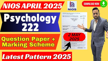 NIOS Class 10 Psychology Question Paper Solved 2025 | NIOS Psychology (222) Important Questions