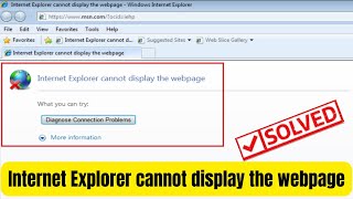 how to fix internet explorer cannot display the webpage error