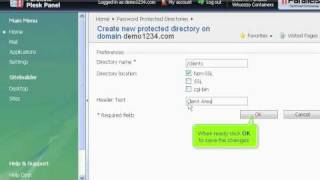 micfo | how to password protect a resource in Plesk