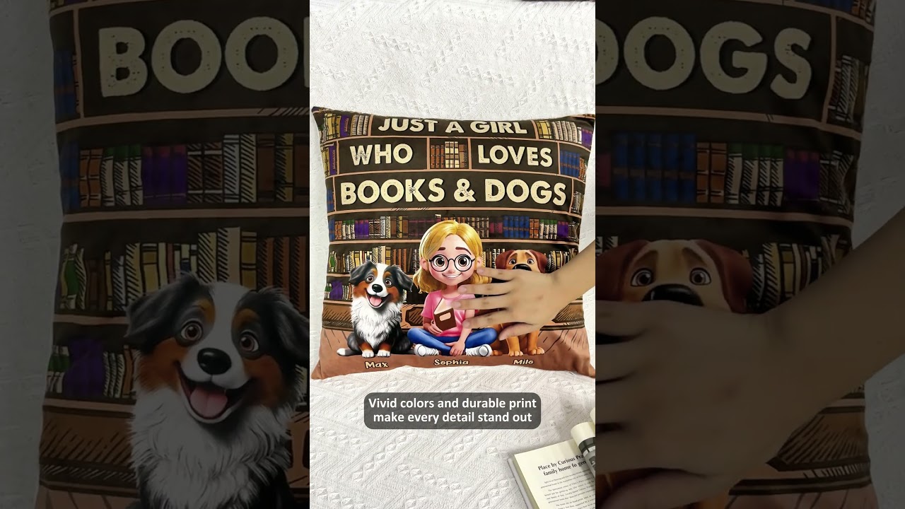 Custom pillow! A cozy gift for bookworms and dog lovers 
