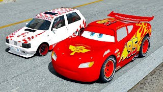Lighting McQueen vs Fiat Uno EVO 2 Monster at Top Gear Track