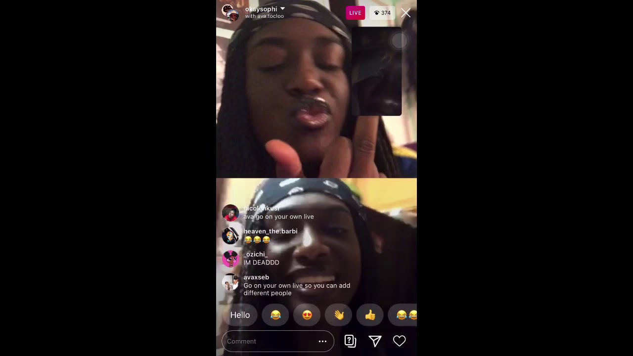 ava.tocloo instagram live with okaysophi