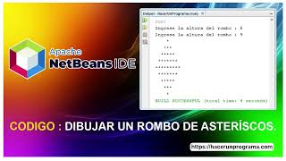 🖱 Hacer un programa que dibuje un ROMBO de asteriscos en Java NetBeans. #java