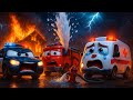 Fire Hydrant Broken on the Road 🚒🚓 Ambulance Must Move Fast! Police Car & Fire Truck Step In | Story
