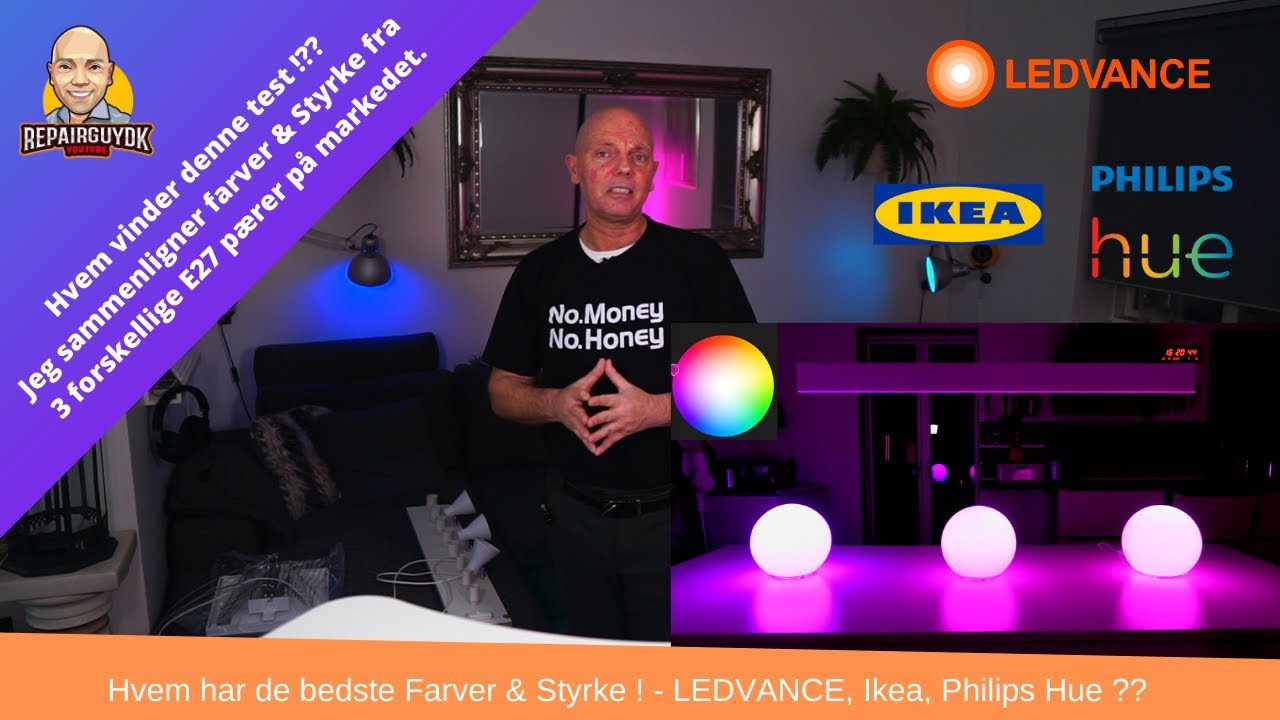 Hvem har bedste Farver & Styrke - LEDVANCE, Ikea, ? (E27 Pærer) - YouTube