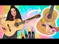 PINTEI MEU VIOLÃO COM POSCA! E toquei uma música no final | Paula Stephania