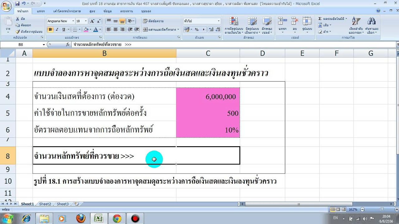 ตัวอย่าง สินทรัพย์ หมุนเวียน  New  บทที่ 18 แบบจำลองการจัดการสินทรัพย์หมุนเวียน ตัวอย่างที่ 1 การสร้างแบบจำลองการหาจุดสมดุลระหว่างการถื