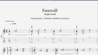 Farewell - Sergio Assad -  Guitarra - Partitura Tablatura - Sheet Music - Tabs - PDF.