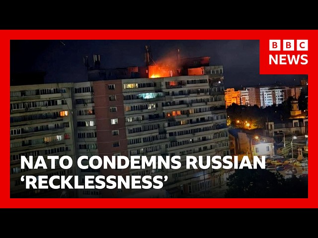 Russian drone hits Romanian apartment block | BBC News