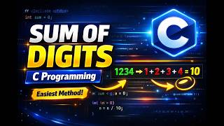 Sum of Digits in C Programming |The Easiest Way to Calculate Digit Sum in C Programming code #code