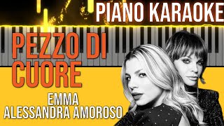 Pezzo di Cuore - Emma, Alessandra Amoroso | KARAOKE 🎤🎹 (Piano Instrumental) | 4k 😎