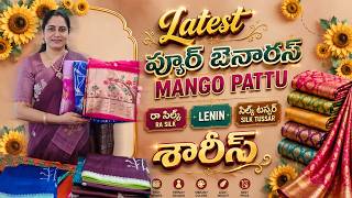Latest Pure Banarasi Mango Pattu, Raw Silk, Linen & Silk Tussar Sarees 😍 | Premium Collection screenshot 3