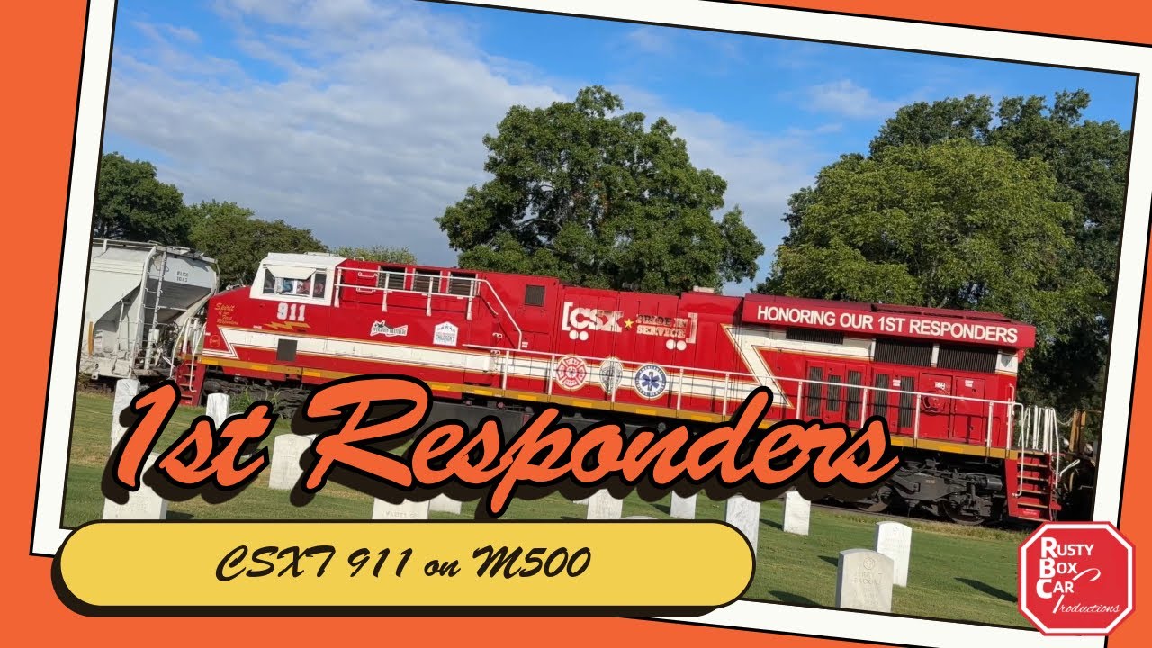 CSX Freight Train M500 With Spirit of Our First Responders Locomotive ...