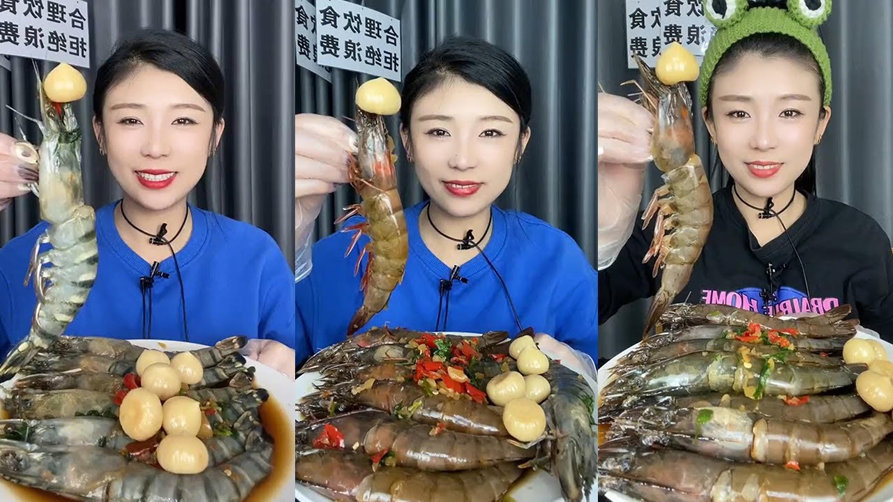 【Mukbang】Black Tiger Shrimp+Thai Shrimp🦐🧄🌶🍋#Seafood#asmr#yummy