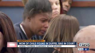 Mom charged with killing child and putting her in duffel bag makes first court appearance