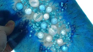Resin and Jewels on Glass Multi Media Piece! (157)