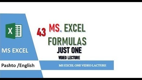 43 Most Important MS Excel Formulas in Pashto Just One Video Lecture For Excel Learners