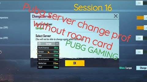 How to change server in pubg, session 16, without room card, pubg change server prof, pubg gaming👍