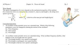 Chapter 16, Wave Speed in a String