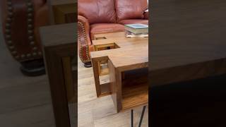 Brutalist Walnut Coffee Table &amp; Hancock &amp; Moore Leather Sofa
