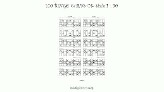 BINGO CARDS PLAIN SET II BINGO CARDS PLAIN SET II