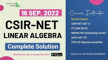 CSIR NET 16 SEPT LINEAR ALGEBRA COMPLETE SOLUTION
