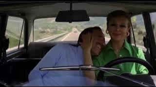 Esperanza Roy driving a Seat 124 in 'El insólito embarazo de los Martínez' (1974)