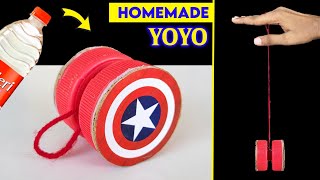 How to make YOYO , Waste bottle cap yoyo making , homemade spinning toy