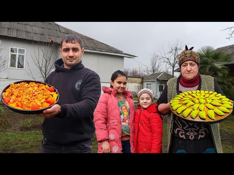 GRANDMA IS COOKING MOUTHWATERING FOODS AND SHEKERBURA DESSERT IN OUR VILLAGE