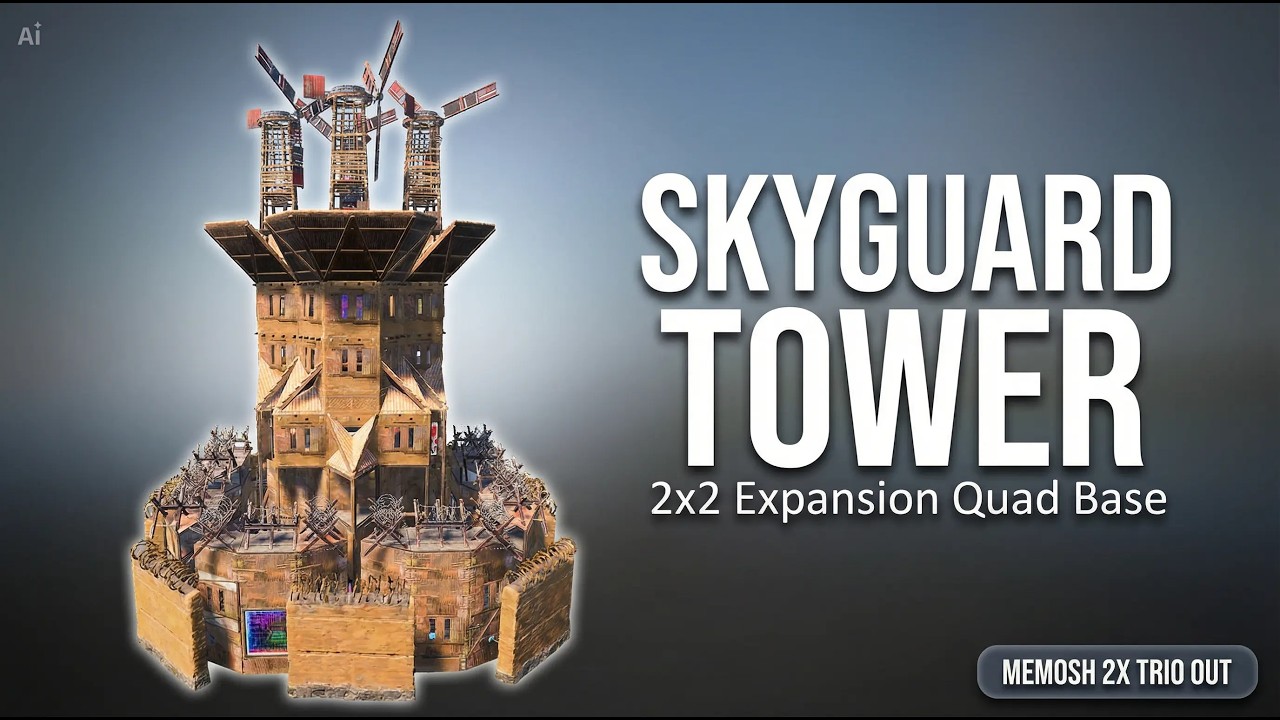 Rust Tower Base Layout SKYGUARD TOWER | Quad Rust Base Design | Full Build (2x2 Expansion) # ...