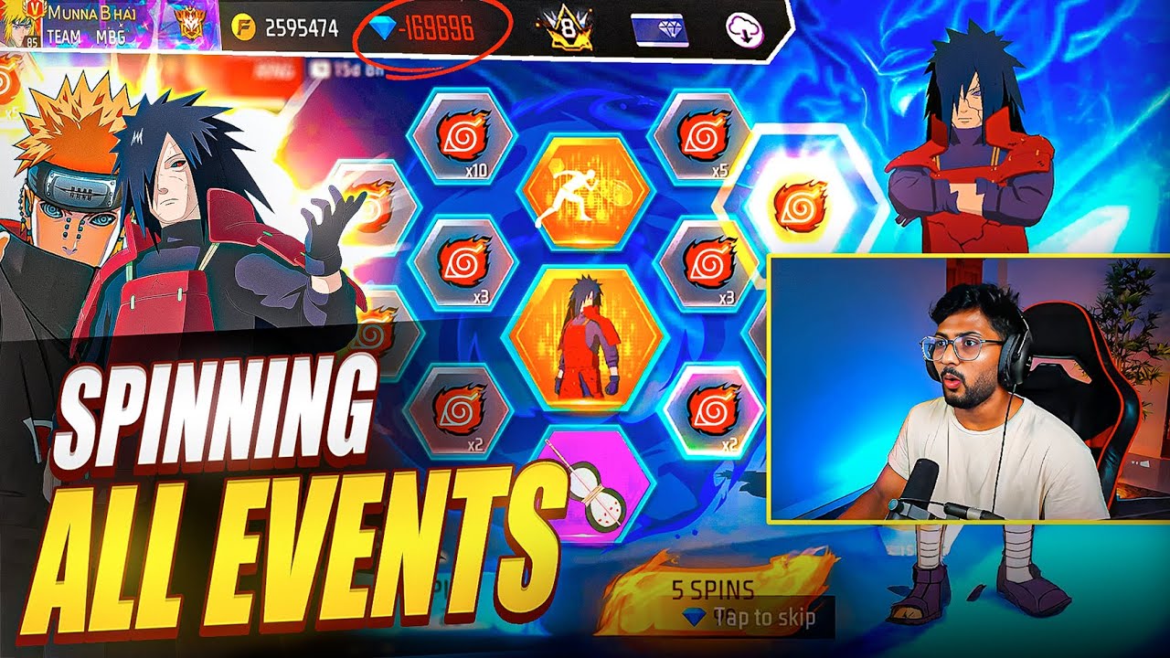 Spinning All New Naruto Events In FreeFire 🔥 Lost 169000 Diamonds💎😭- FreeFire Telugu - MBG ARMY
