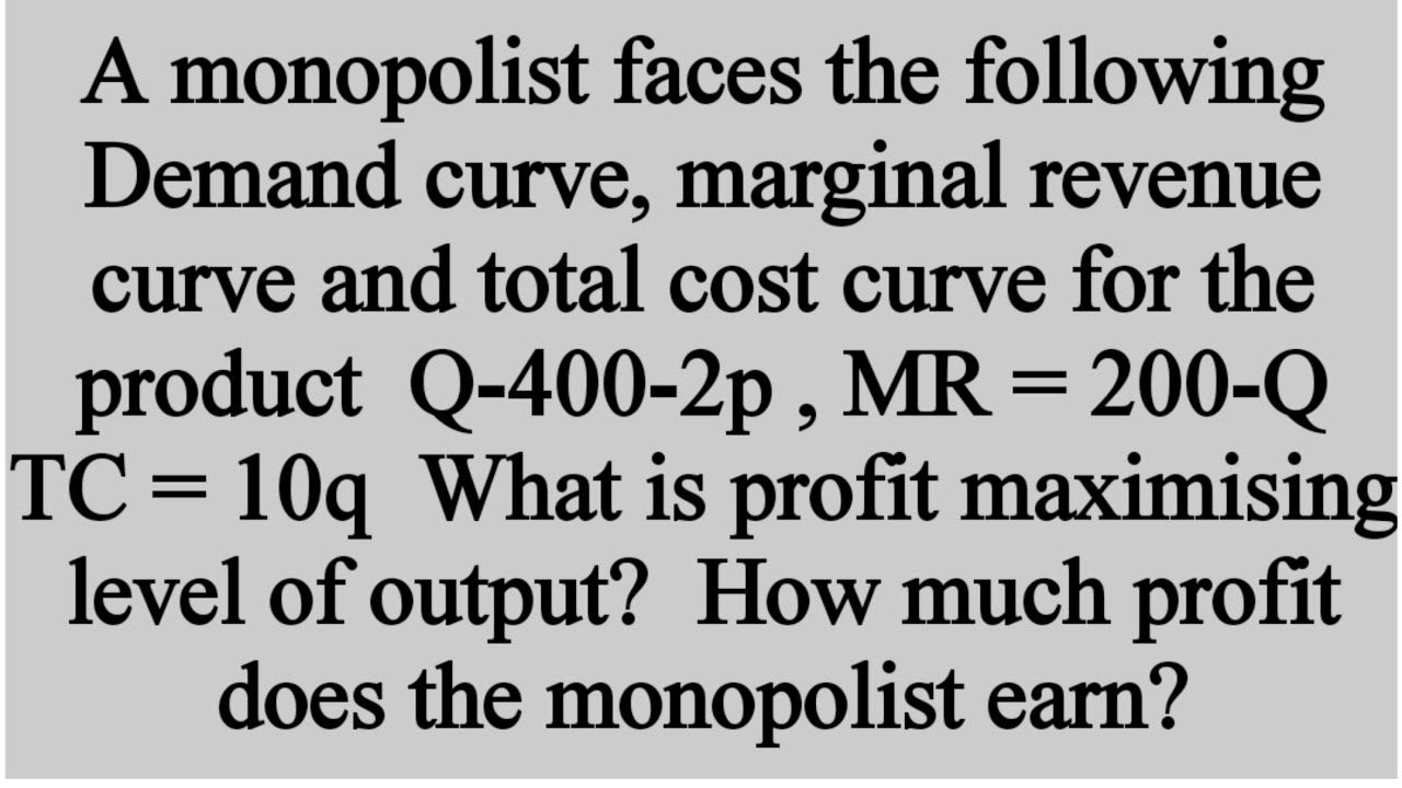 profit maximization condition for monopoly - YouTube