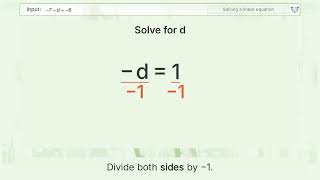 Information Solve -7-d=-6: Linear Equation Video Solution News