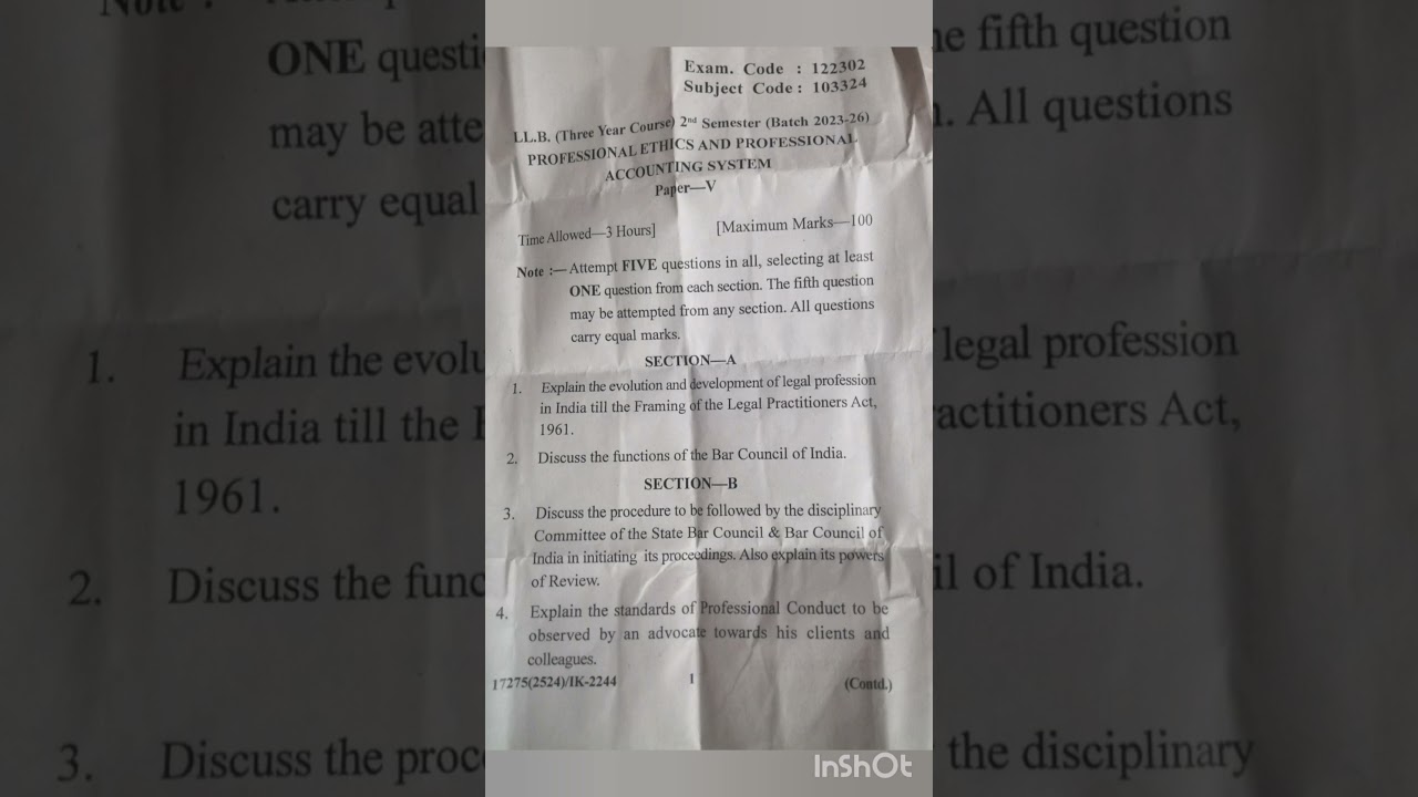 professional ethics and professional accounting system question paper 