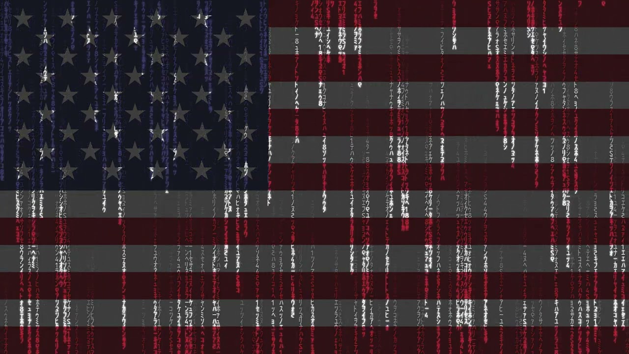The United States of America Flag Matrix Rain Style Digital Stock Illustration