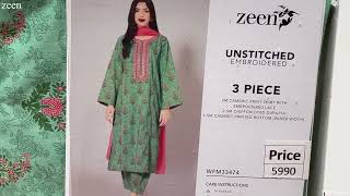 Zeen Printed And Chikankari Unstitched Collection 2023