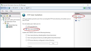 FTP Configuration on server 2016 with user isolation option