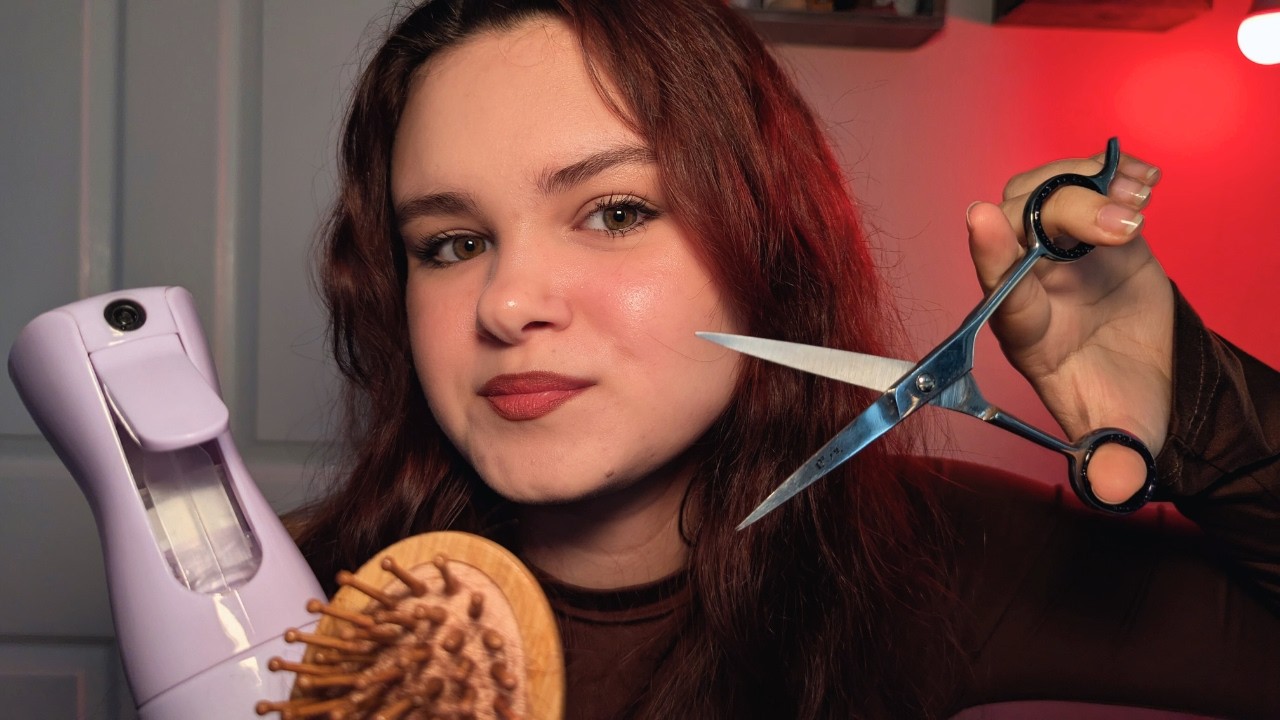 Relaxing Rainy Day Haircut Roleplay ASMR | Hair Brushing, Cutting, Soft Spoken, Spray Bottle Sounds