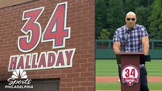 Raul Ibanez honors Roy Halladay as Phillies retire No. 34 | Phillies Wall of Fame Weekend 2021