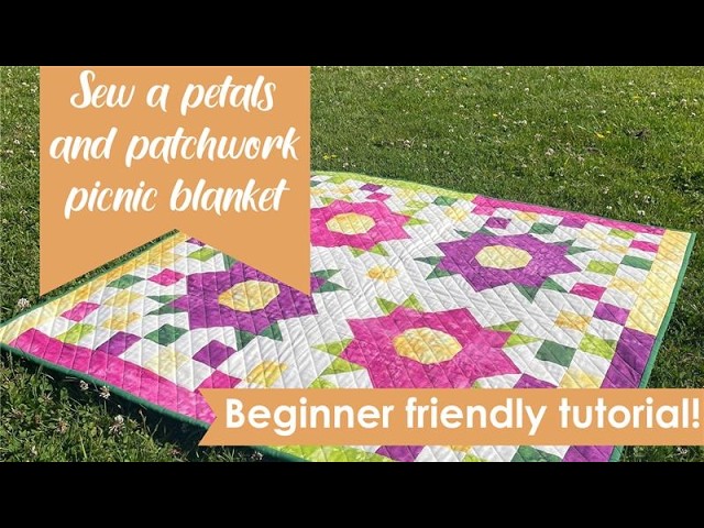 Sew this Vibrant Patchwork Flower Summer Picnic Blanket🌷Perfect