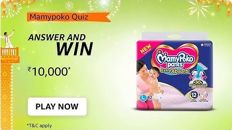 Amazon Mamypoko Quiz Answers Today | Win ₹10,000 Amazon Pay Balance | Amazon Quiz Today