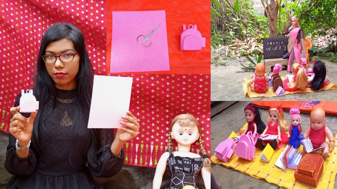 পুতুলের ব্যাগ,বই,খাতা,পেন বানালাম|| I Made School Bag,Notebook,Pen For ...