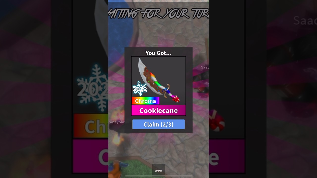 Trading Evergreen for Chroma Cookiecane, Chroma Elderwood Blade and Chroma Candleflame in Roblox MM2