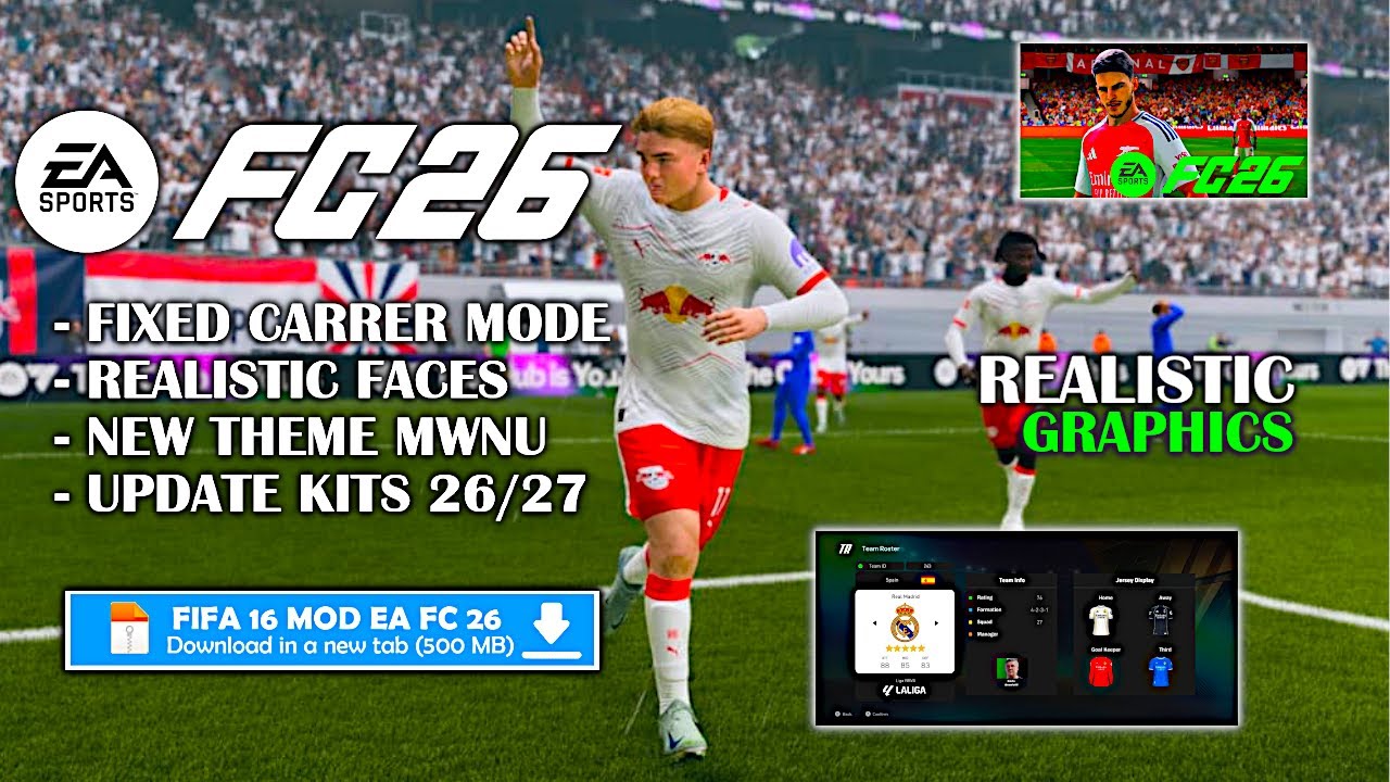 TERBARU 2026! FIFA 16 MOD FC 26 Android Offline Career Mode, Grafik HD, Kits 26/27 & Transfers