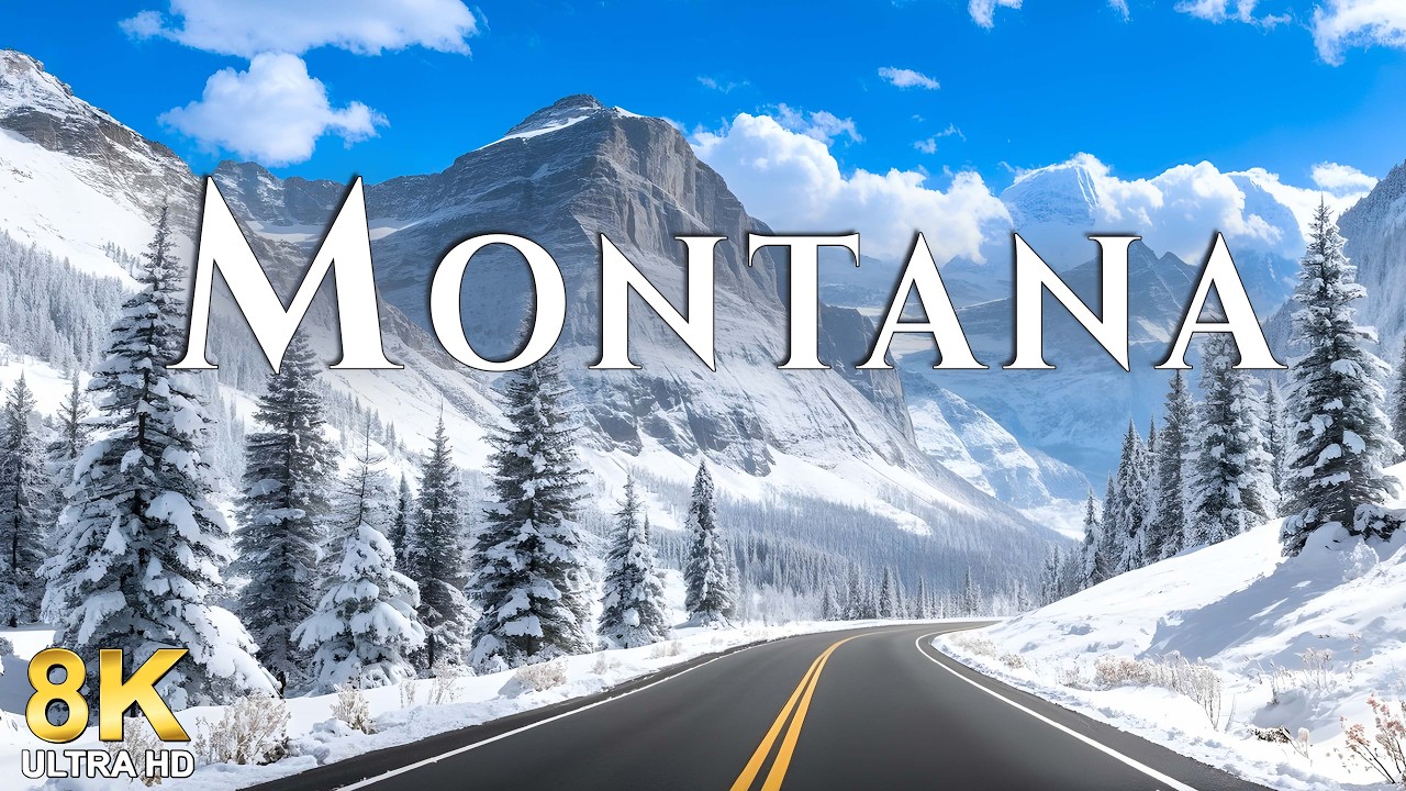 Montana Winter Scenery: 8K UHD Snowy Peaks & Relaxing Nature Views