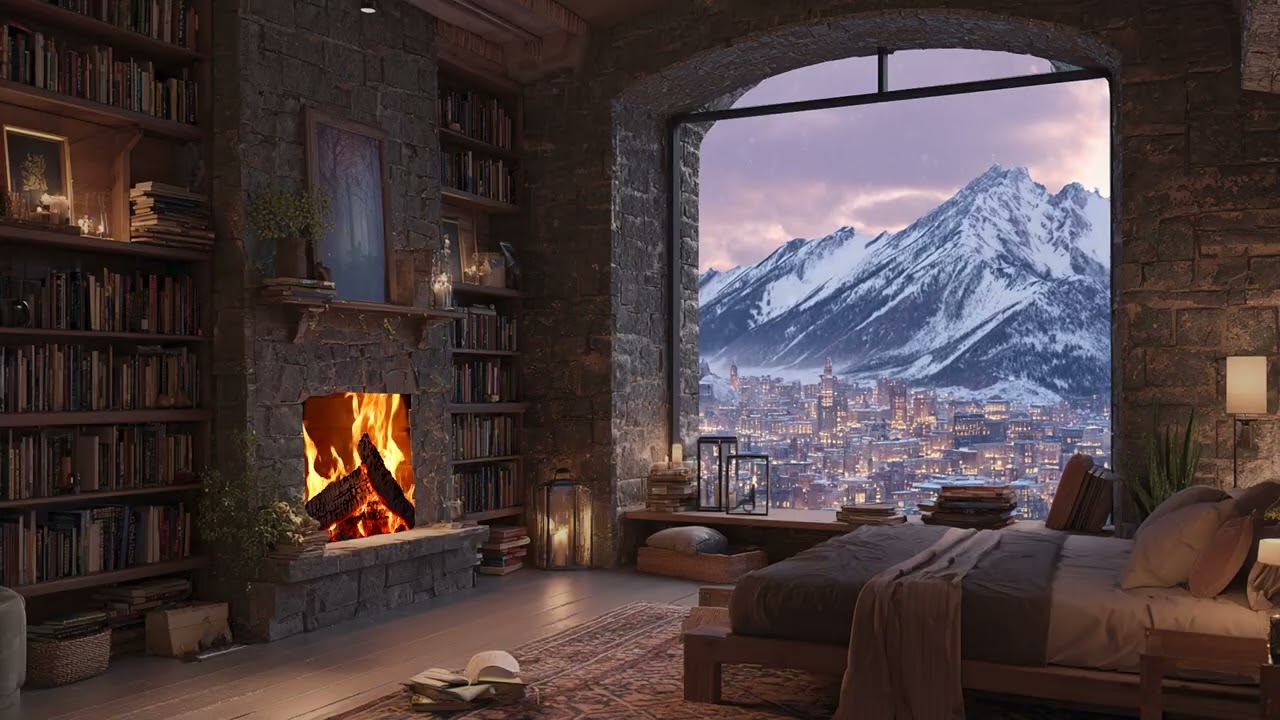 Soft Piano Winter Calm | Gentle Snowfall and Cozy Fireplace Sounds for Deep Relaxation