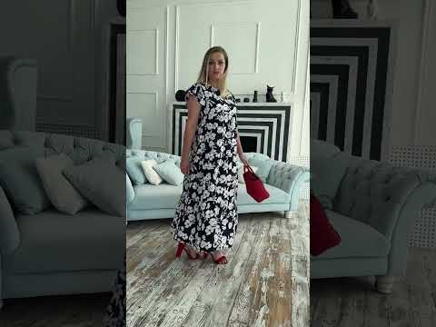 Вільне довге плаття сарафан зі штапелю цветы великі розміри 50 52 54 56 58 60, видео 1