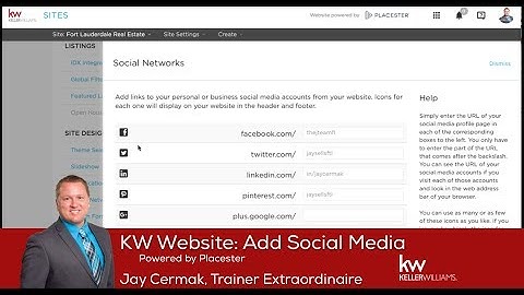 Add Social Media to KW Website powered by placester